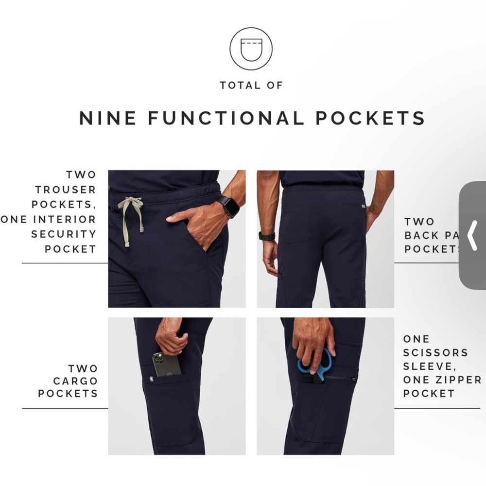FIGS Cairo Cargo Scrub Pants for Men — Classic Straight Leg Anti-Wrinkle